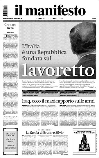 Il Manifesto prima pagina un lavoretto